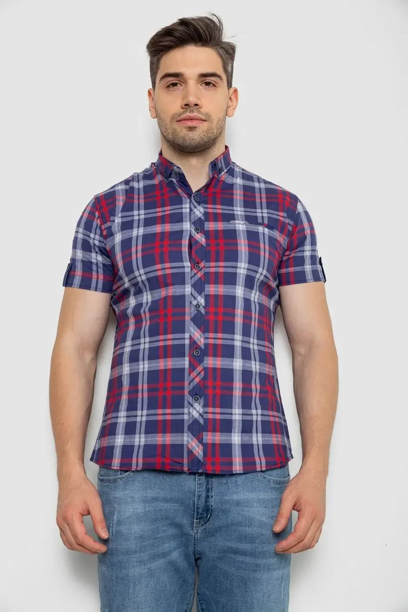 Сорочка чоловіча в клітинку, колір синьо-червоний, 214R0113