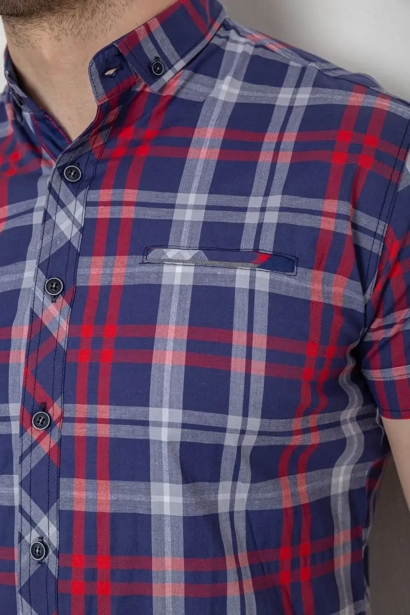 Сорочка чоловіча в клітинку, колір синьо-червоний, 214R0113 5