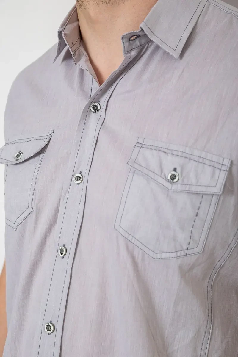 Сорочка чоловіча однотонна, колір сірий, 214R532 5