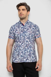 Сорочка чоловіча з короткими рукавами, колір джинс, 214R582