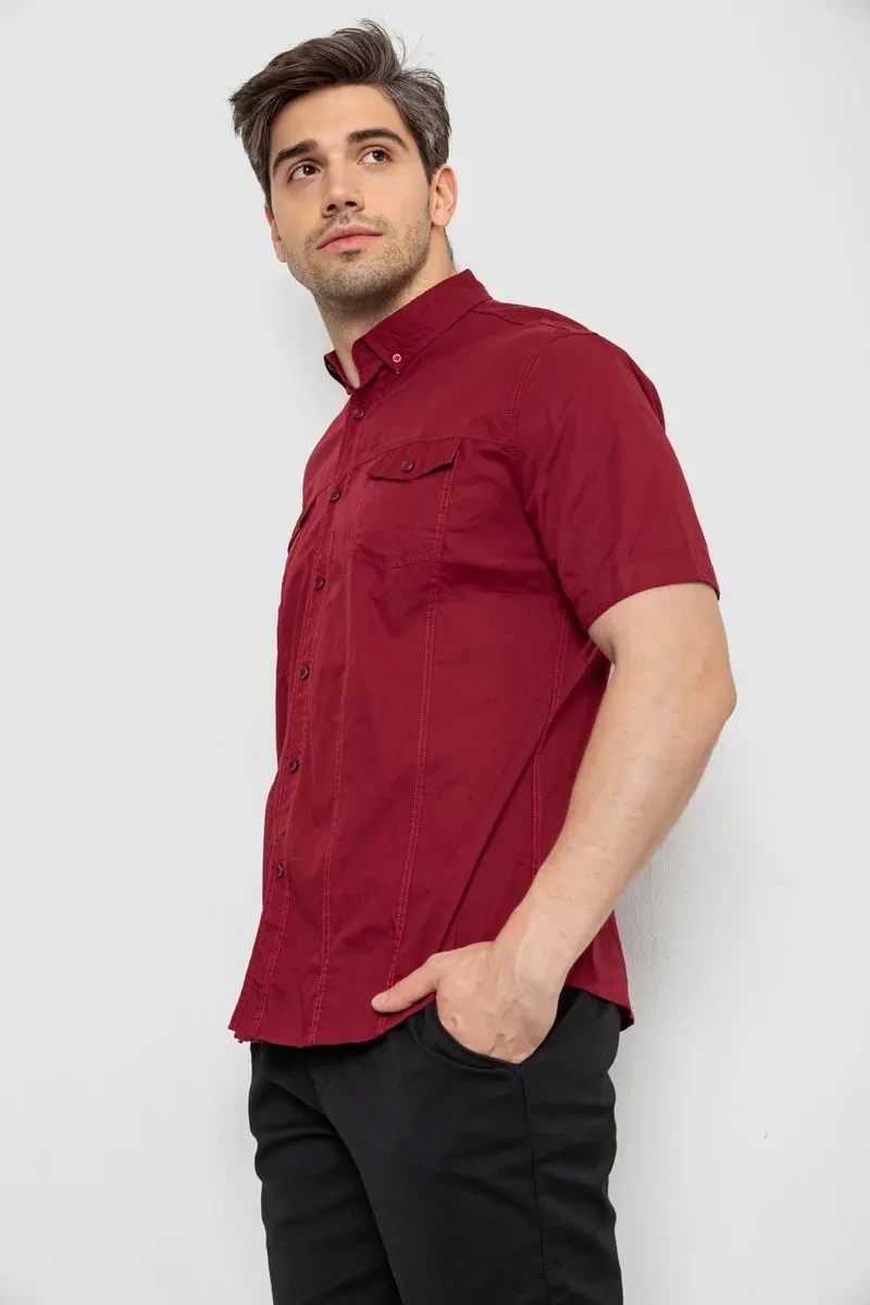 Сорочка чоловіча однотонна, колір бордовий, 214R6917-2 3