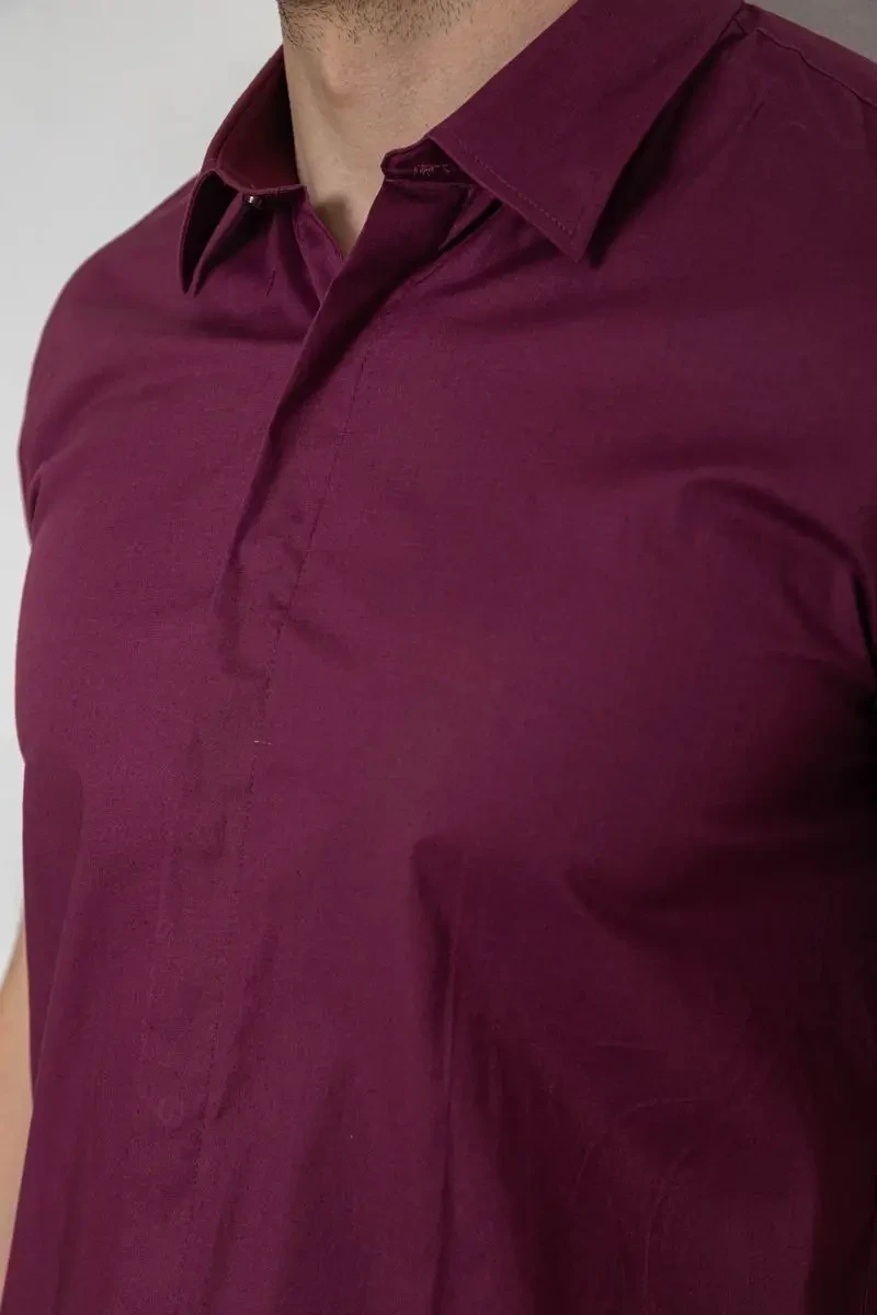 Сорочка чоловіча однотонна, колір сливовий, 214R6917-3 5
