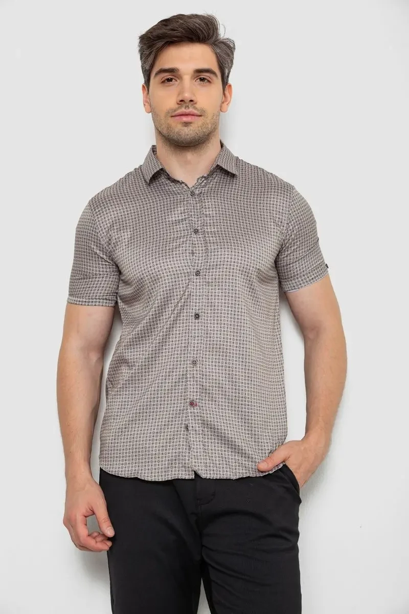 Сорочка чоловіча з принтом, колір бежевий, 214R6917-5