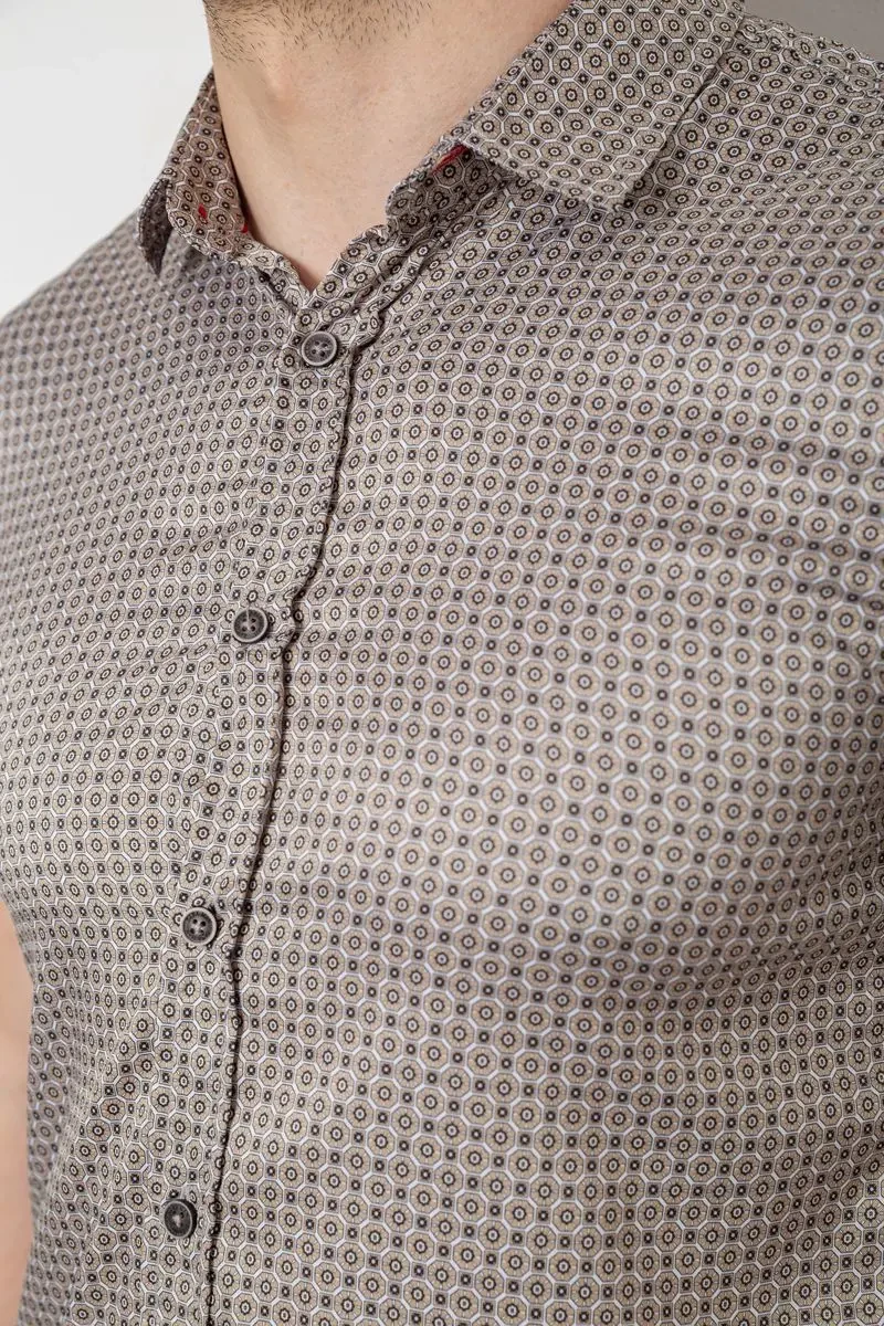 Сорочка чоловіча з принтом, колір бежевий, 214R6917-5 5