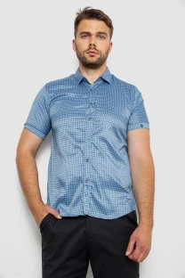 Сорочка чоловіча з принтом, колір блакитний, 214R6917-5