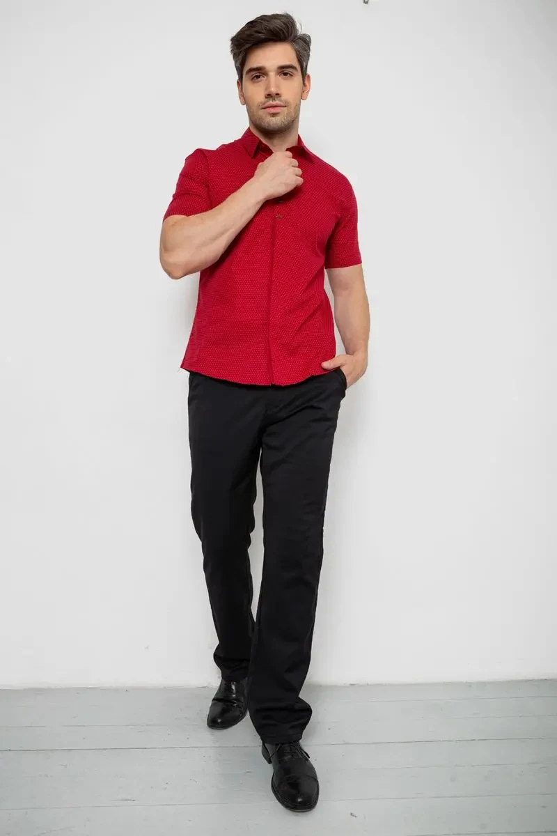 Сорочка чоловіча з принтом, колір бордовий, 214R7014 2