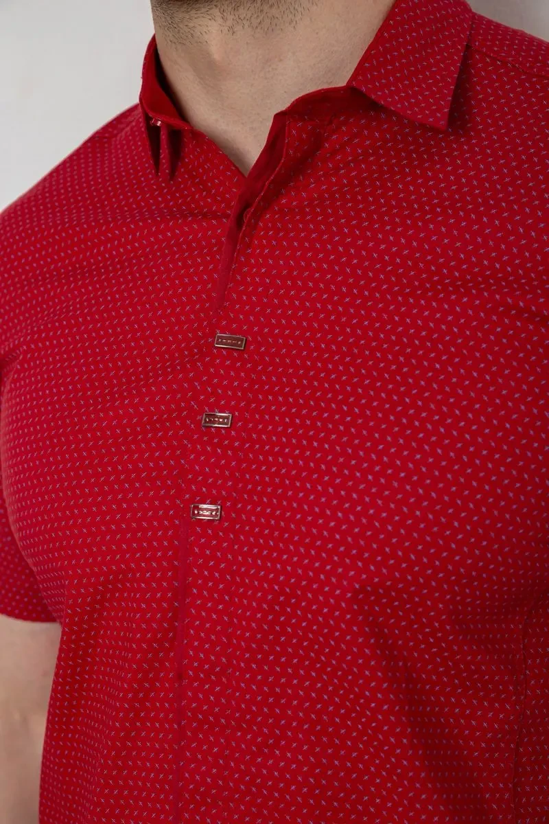 Сорочка чоловіча з принтом, колір бордовий, 214R7014 5