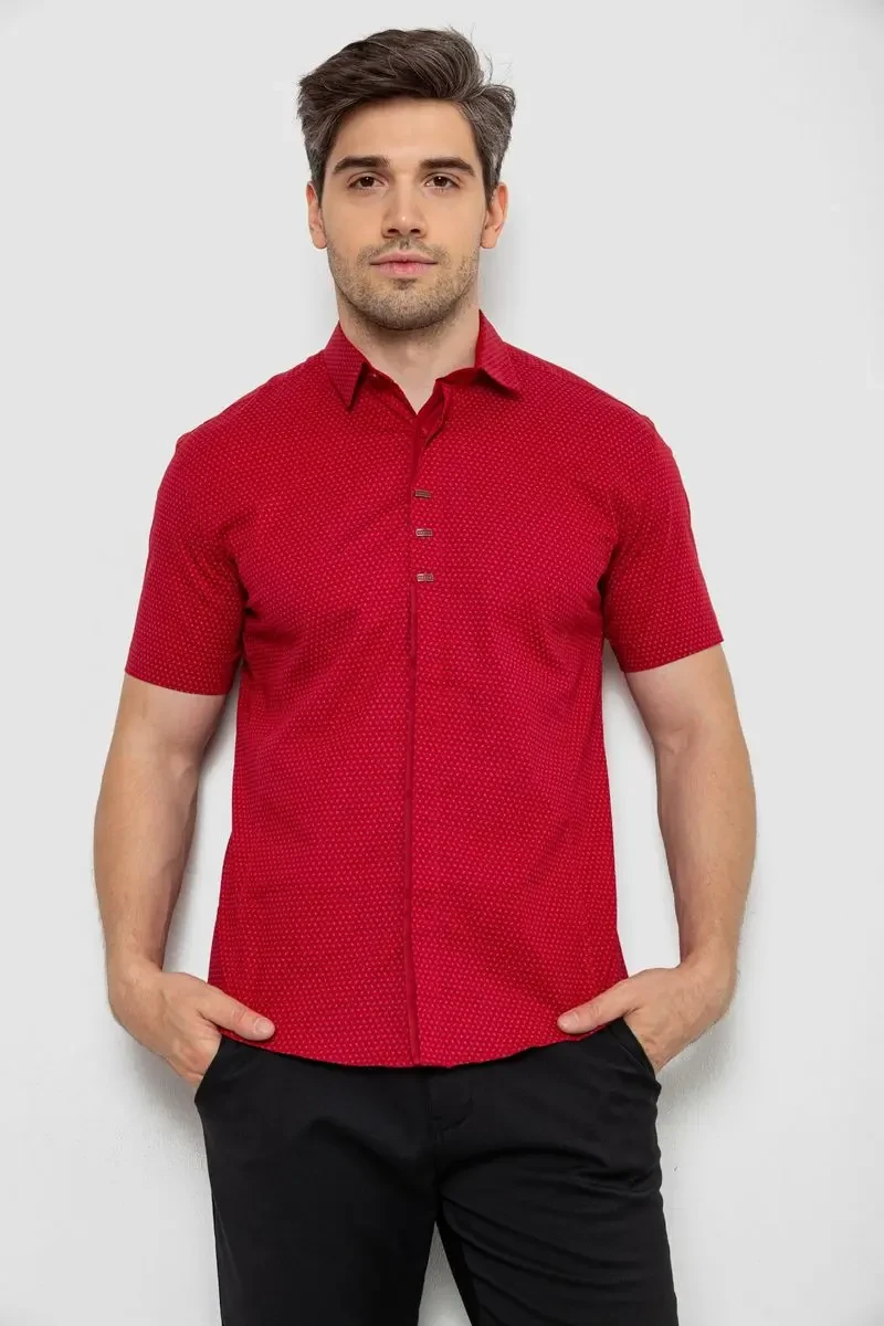 Сорочка чоловіча з принтом, колір бордовий, 214R7014