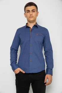 Сорочка чоловіча з принтом, колір синій, 214R7015