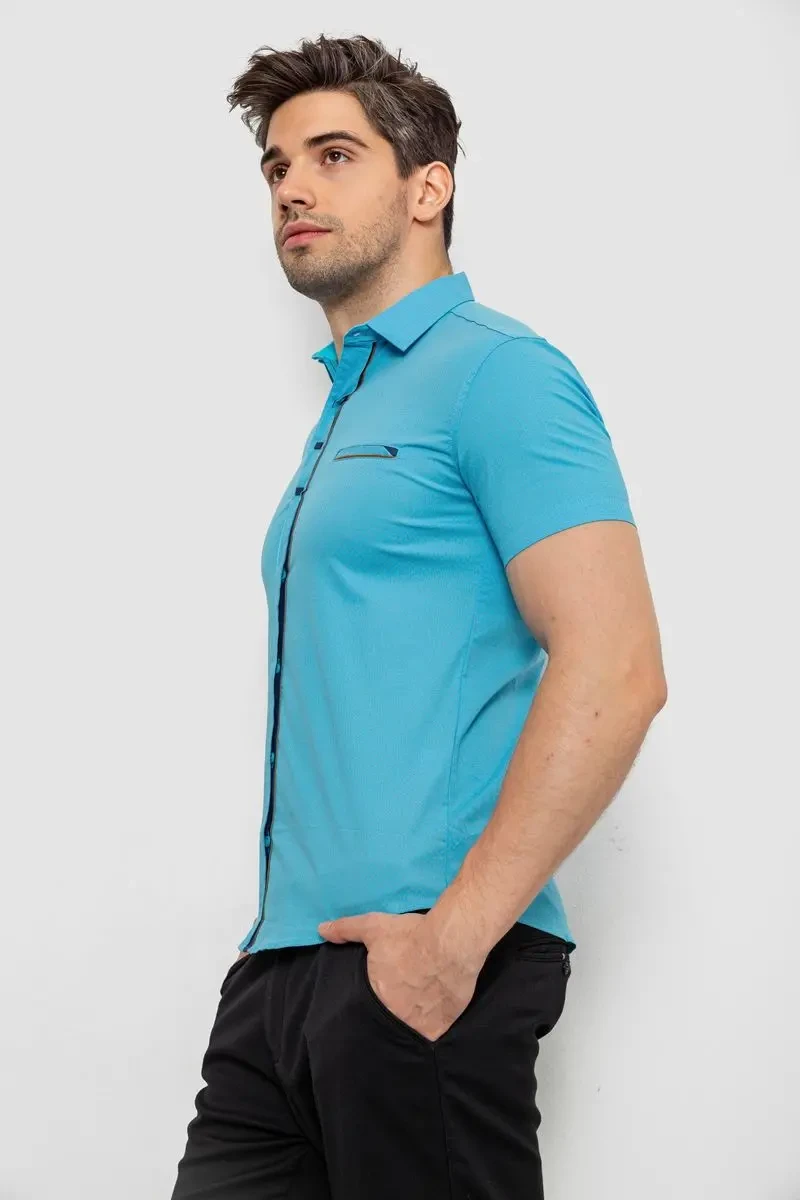 Сорочка чоловіча з принтом, колір блакитний, 214R7017 3