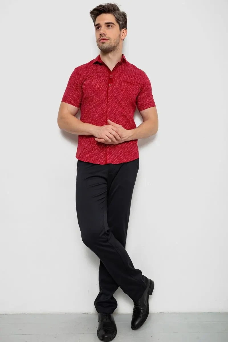 Сорочка чоловіча з принтом, колір бордовий, 214R7018 2