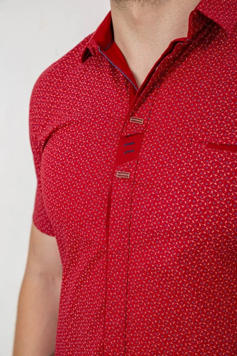Сорочка чоловіча з принтом, колір бордовий, 214R7018 5