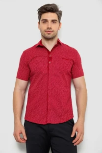 Сорочка чоловіча з принтом, колір бордовий, 214R7018