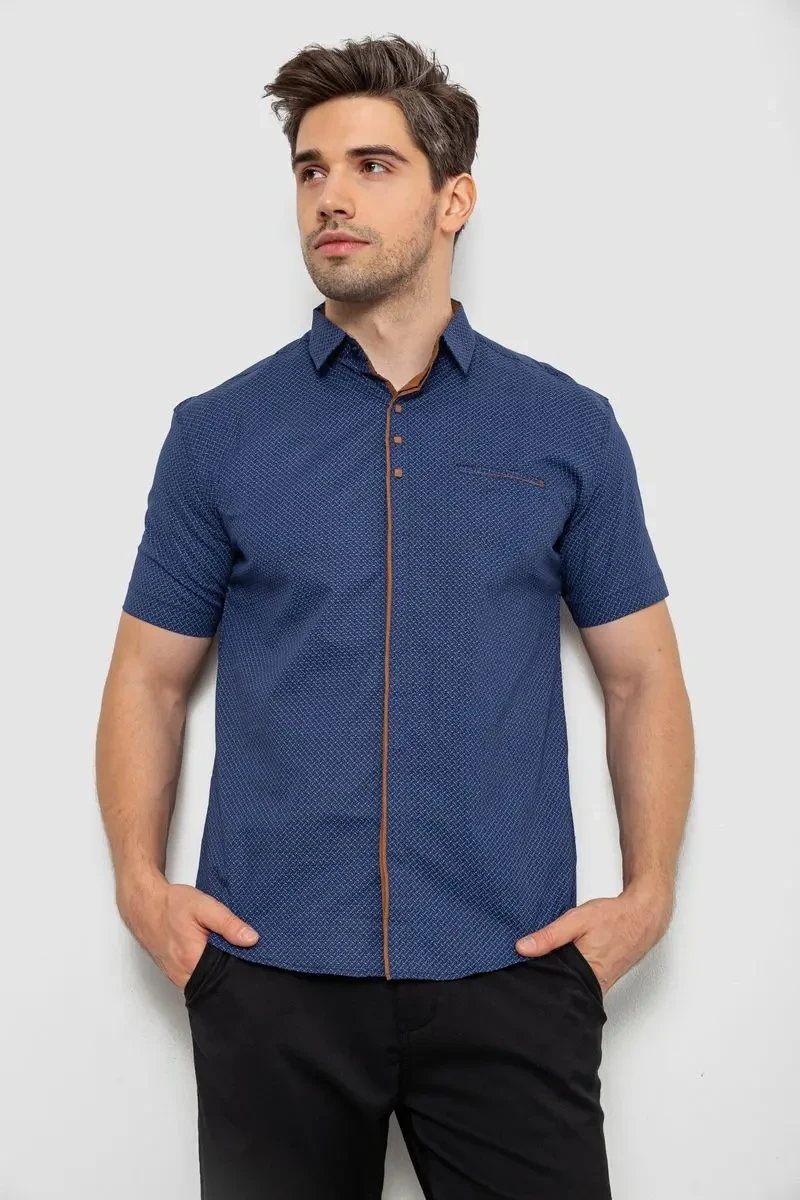 Сорочка чоловіча з принтом, колір синій, 214R7028