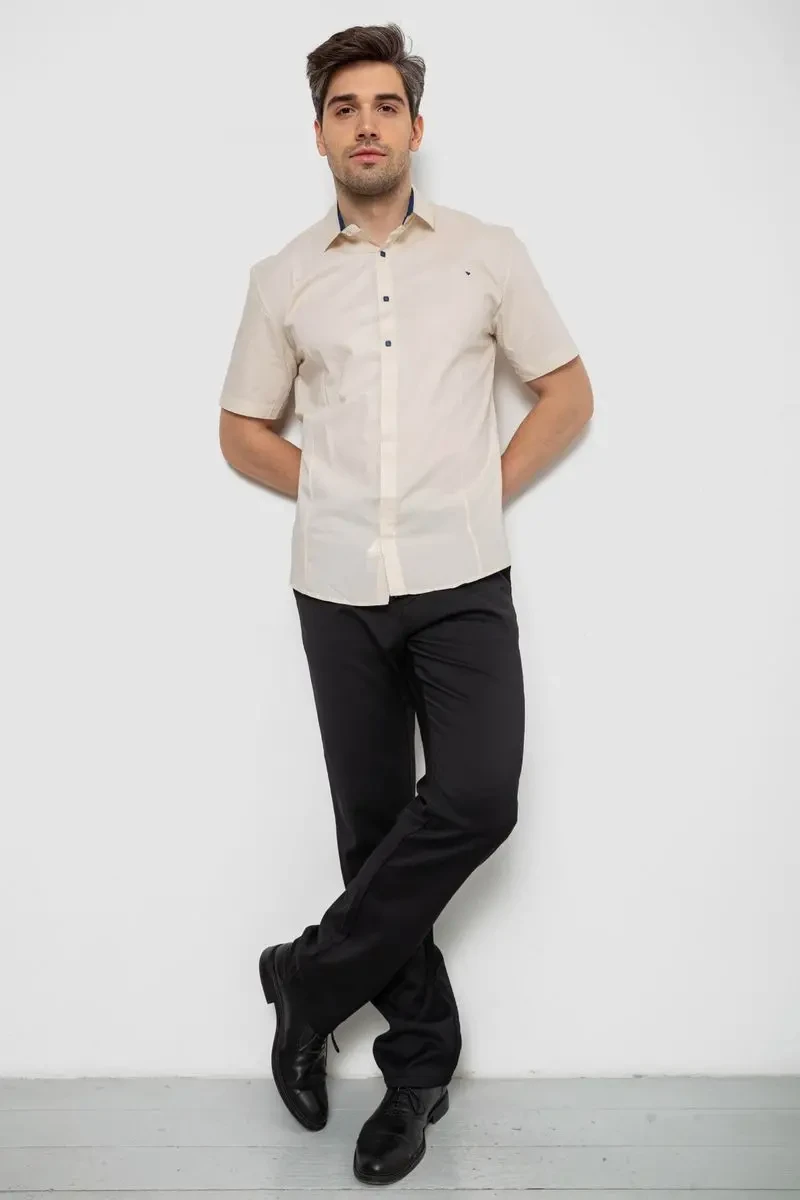 Сорочка чоловіча однотонна, колір бежевий, 214R7117 2