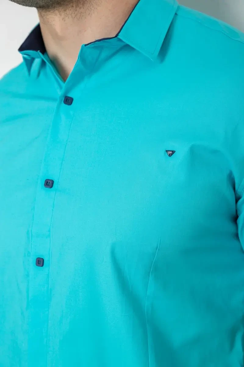 Сорочка чоловіча однотонна, колір бірюзовий, 214R7117 5