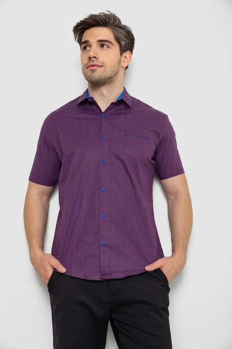Сорочка чоловіча з принтом, колір сливовий, 214R7332