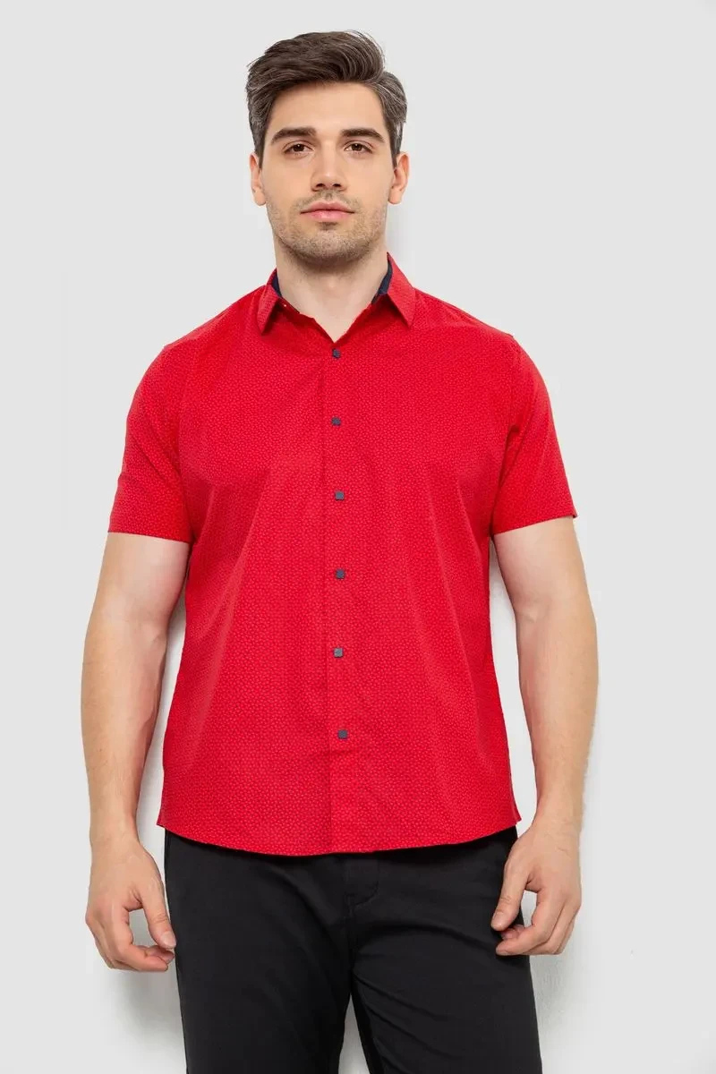 Сорочка чоловіча з принтом, колір червоний, 214R7338