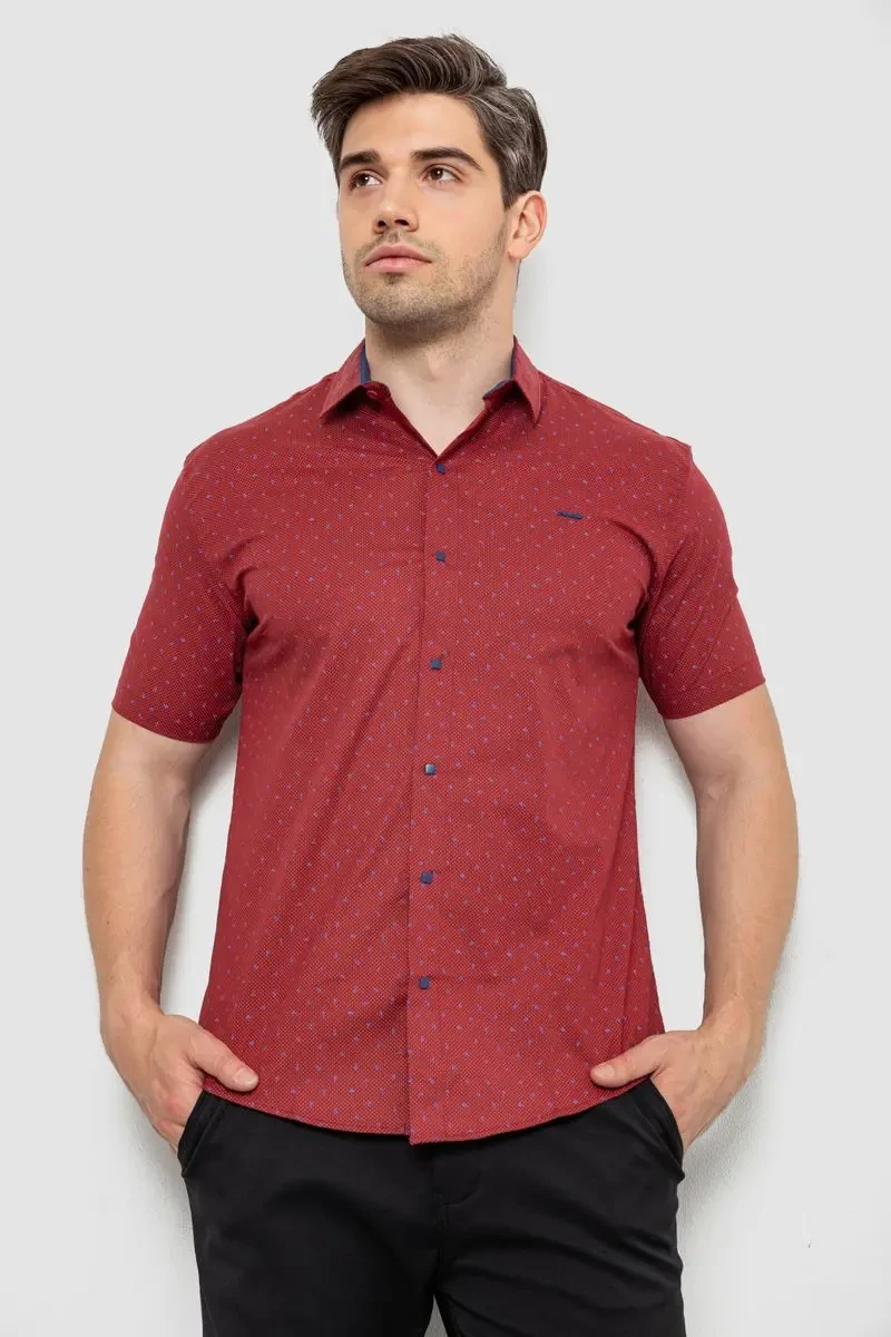 Сорочка чоловіча з принтом, колір бордовий, 214R7340