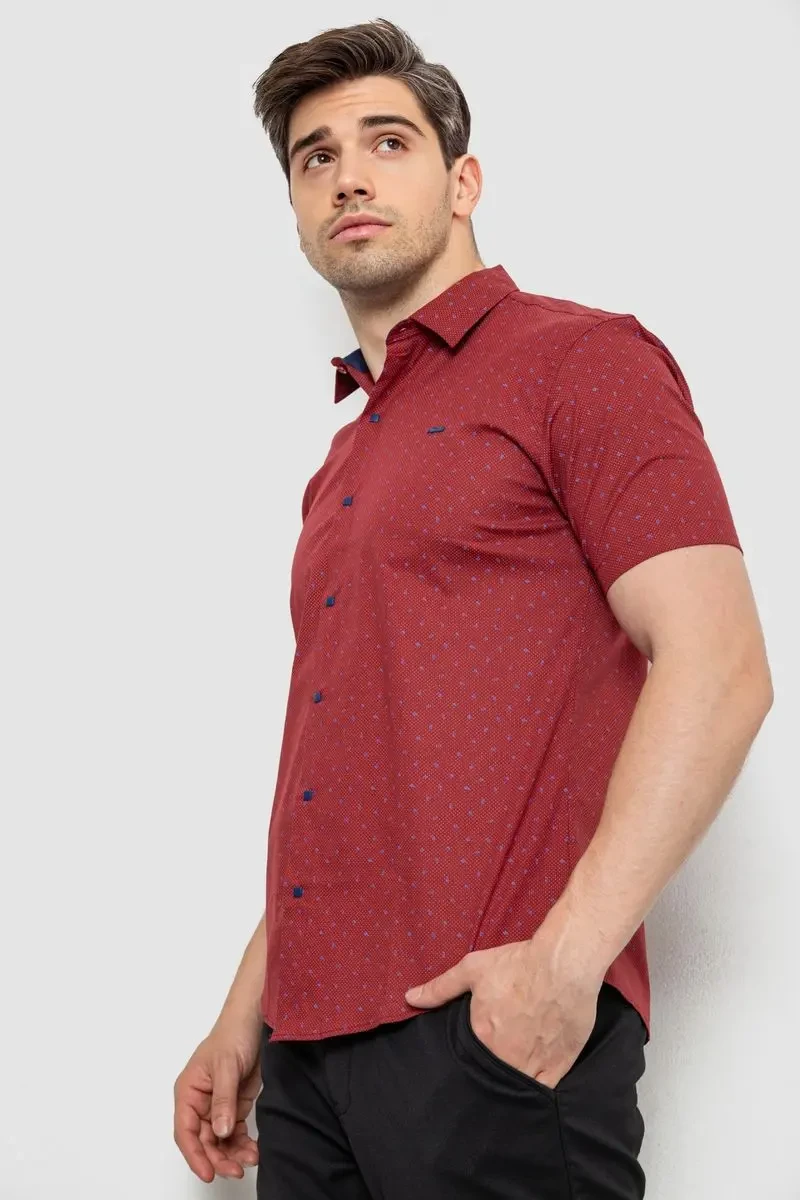 Сорочка чоловіча з принтом, колір бордовий, 214R7340 3