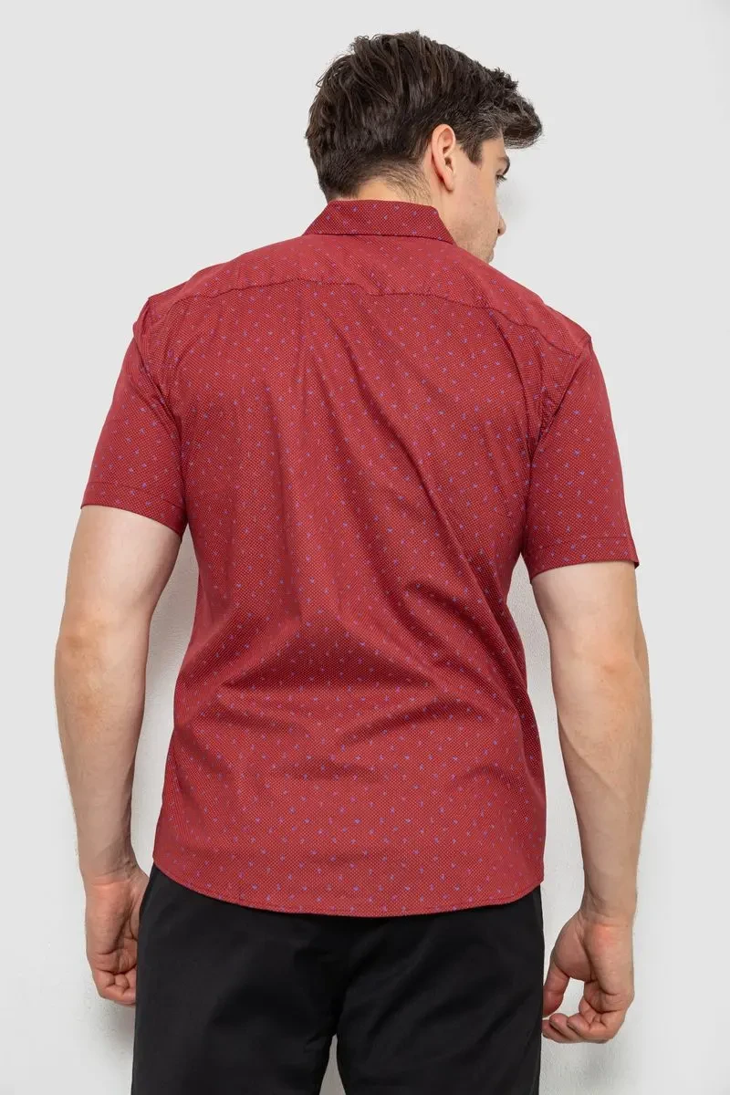 Сорочка чоловіча з принтом, колір бордовий, 214R7340 4