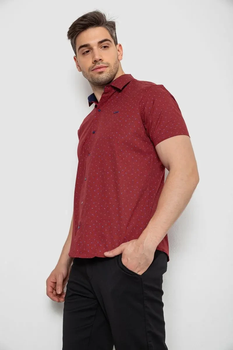 Сорочка чоловіча з принтом, колір бордовий, 214R7340-1 3