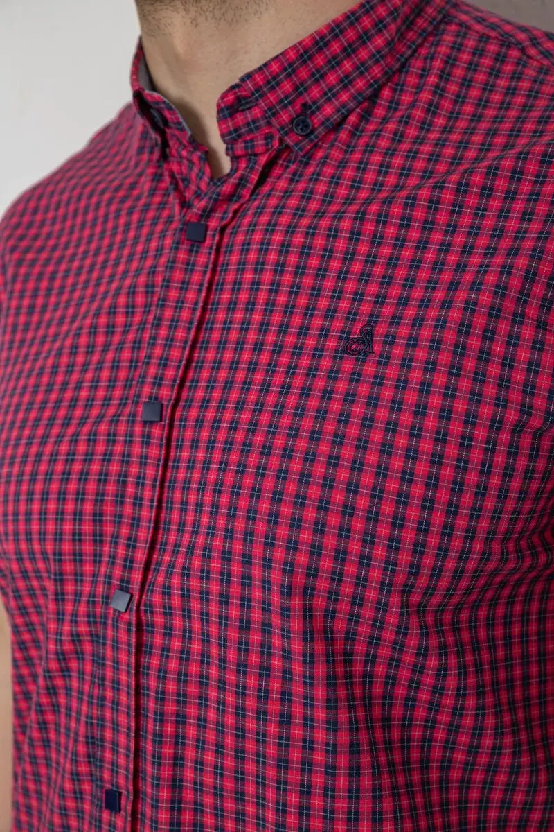 Сорочка чоловіча в клітинку, колір червоний, 214R827 5