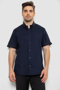 Сорочка чоловіча однотонна з принтом, колір синій, 214R9003