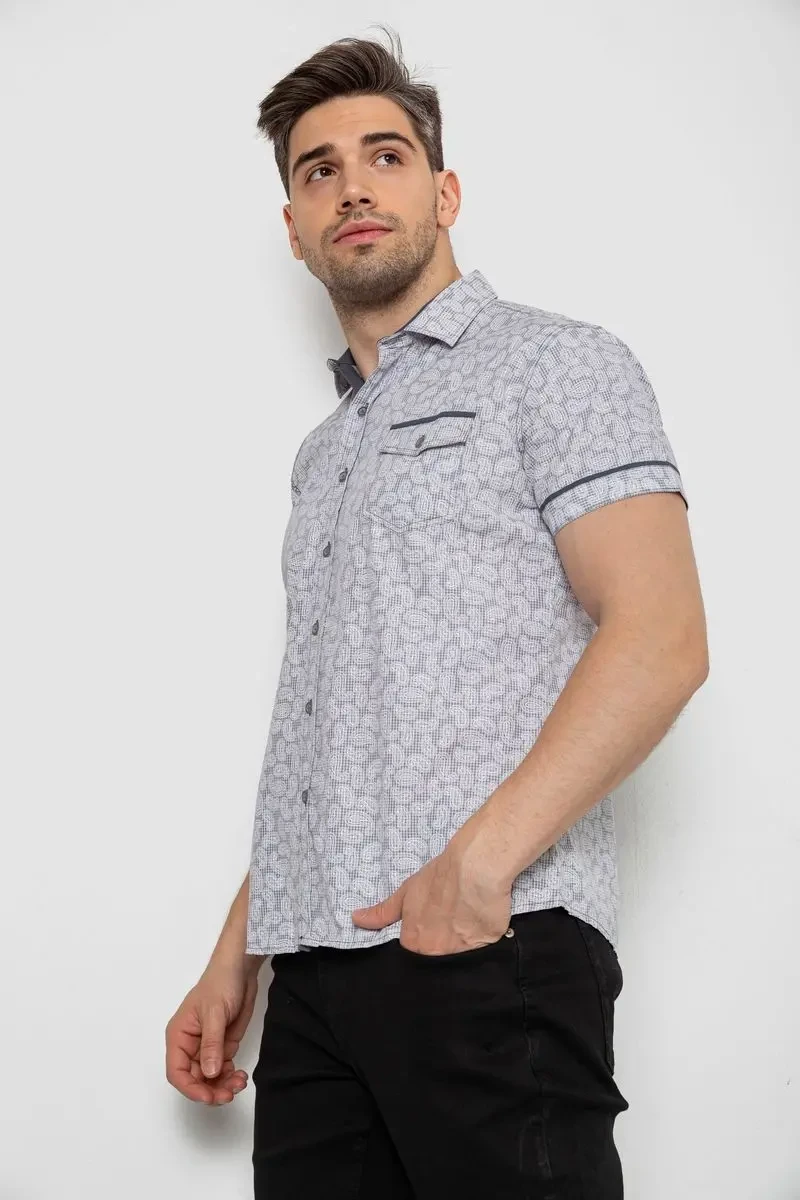 Сорочка чоловіча з коротким рукавом, колір сірий, 214RG601 3