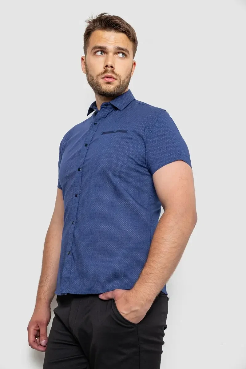 Сорочка чоловіча з принтом, колір синій, 214RK103 3