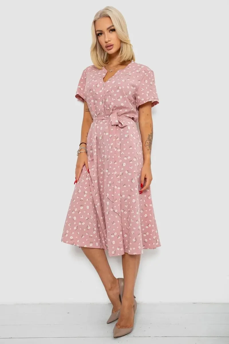 Сукня софт з принтом, колір темно-пудровий, 230R0032-1 3