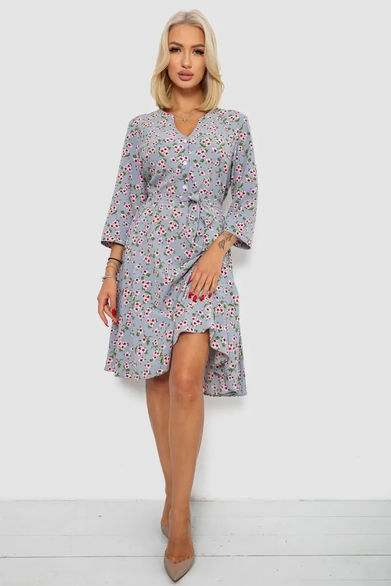 Сукня софт з принтом, колір джинс, 230R0032-5