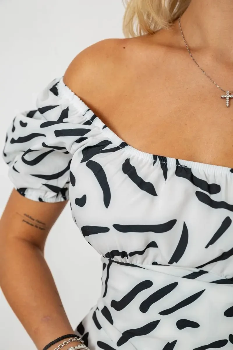 Сукня софт з принтом 230R01005-1, колір білий, 230R0105-1 5