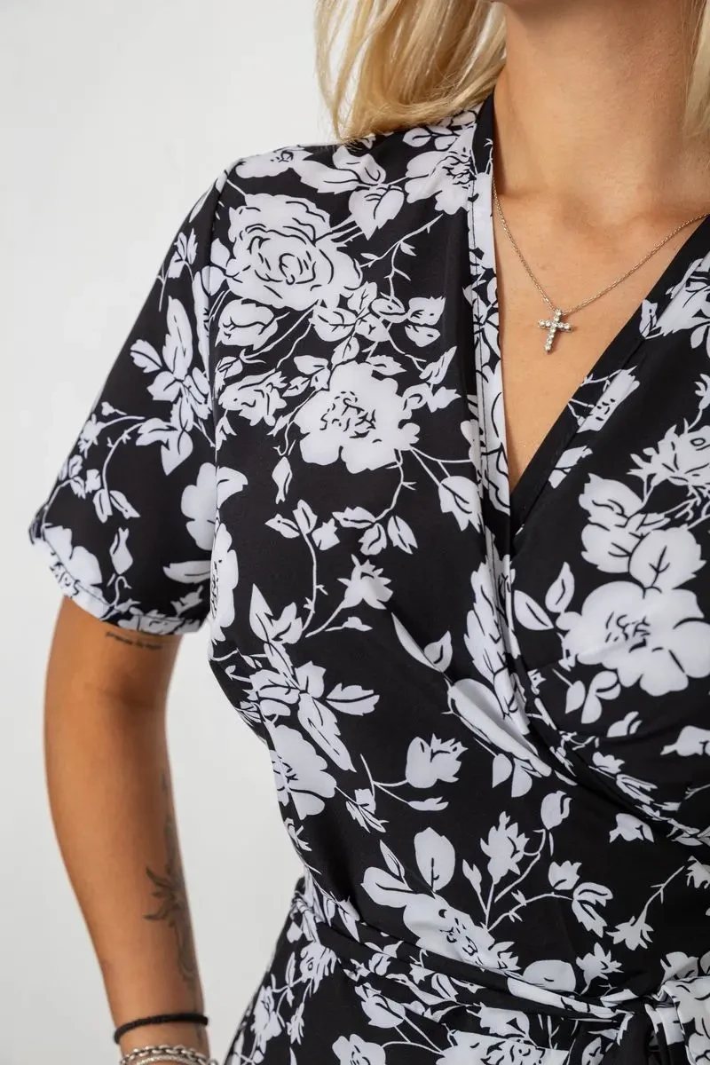 Сукня софт на запах із принтом, колір чорний, 230R0107 5