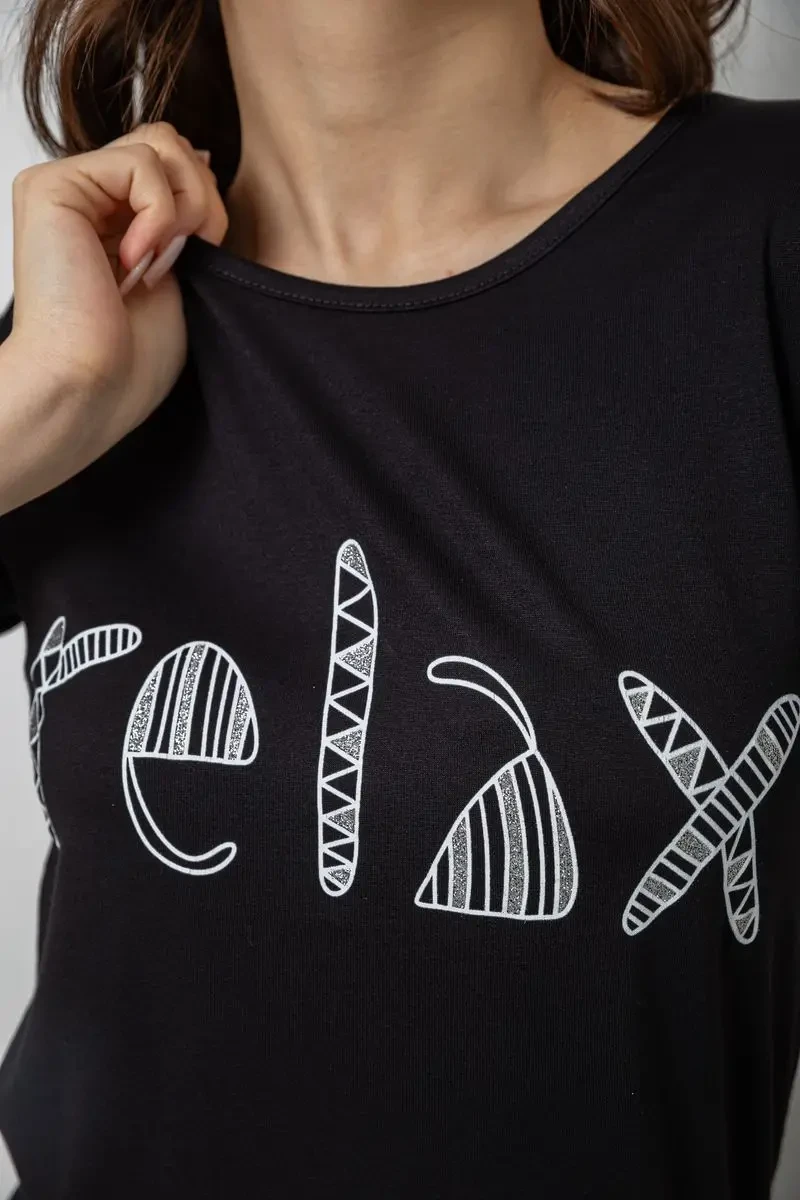 Футболка жіноча з принтом, колір чорний, 244R610 5