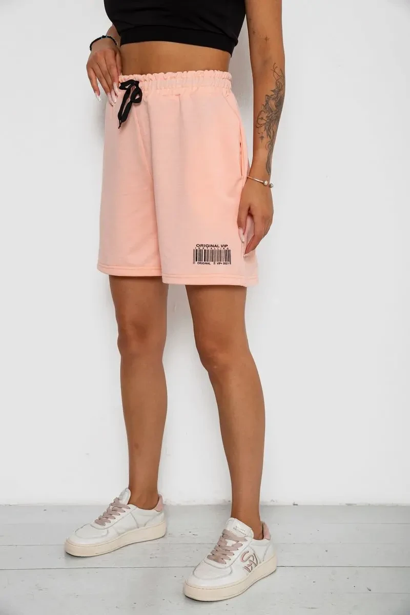 Шорти жіночі з принтом, колір персиковий, 238R132 3