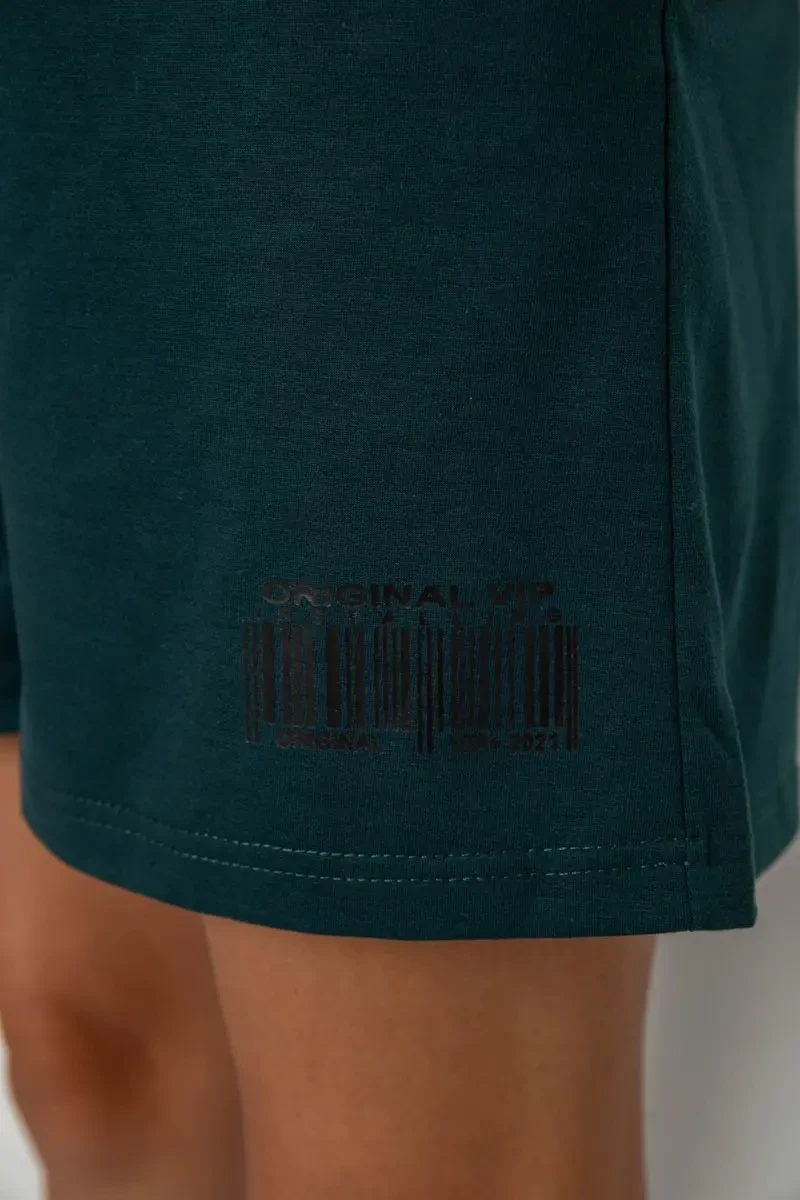 Шорти жіночі з принтом, колір темно-зелений, 238R132 5