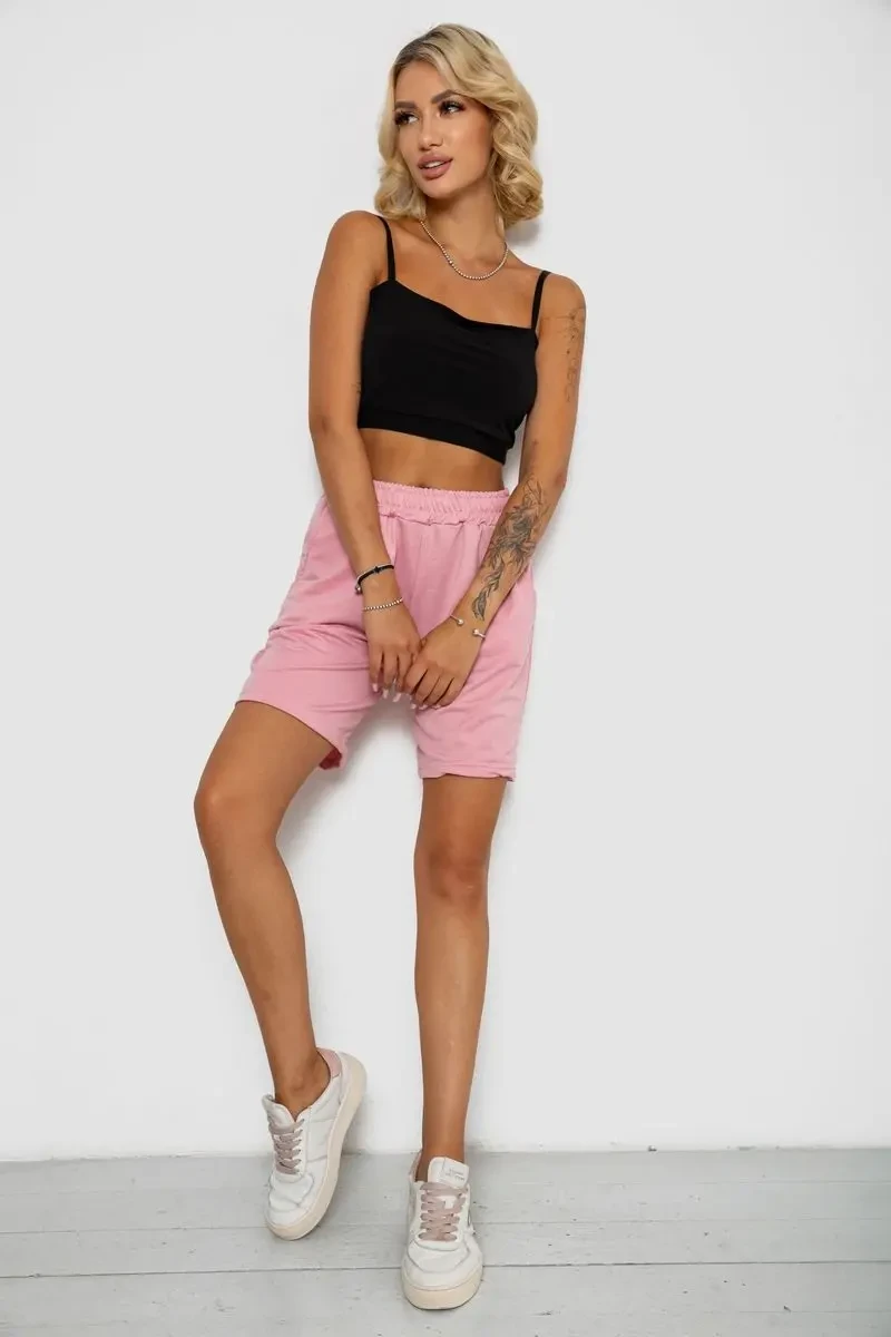 Шорти жіночі однотонні, колір пудровий, 238R57820 2