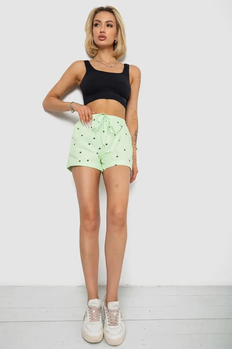 Шорти жіночі з принтом, колір салатовий, 238R7164-1 2