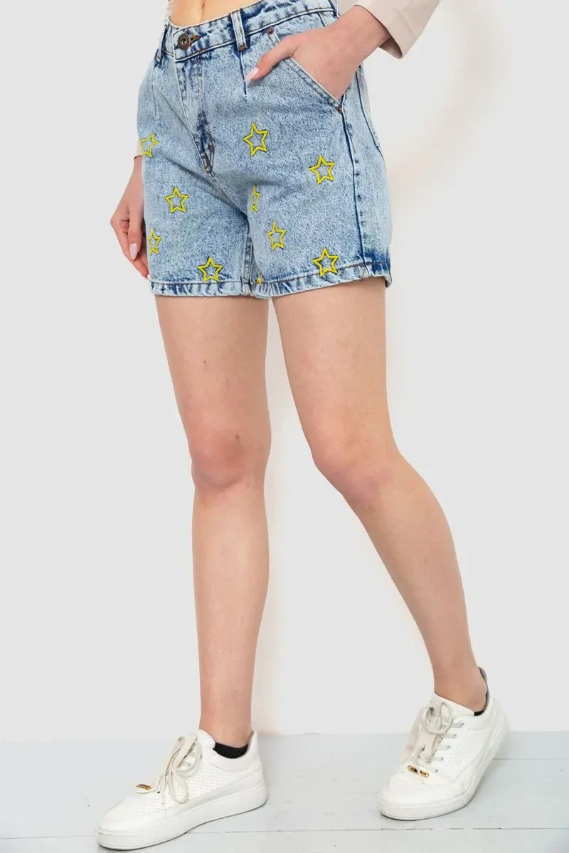 Шорти джинсові жіночі, колір блакитний, 244R0504 3