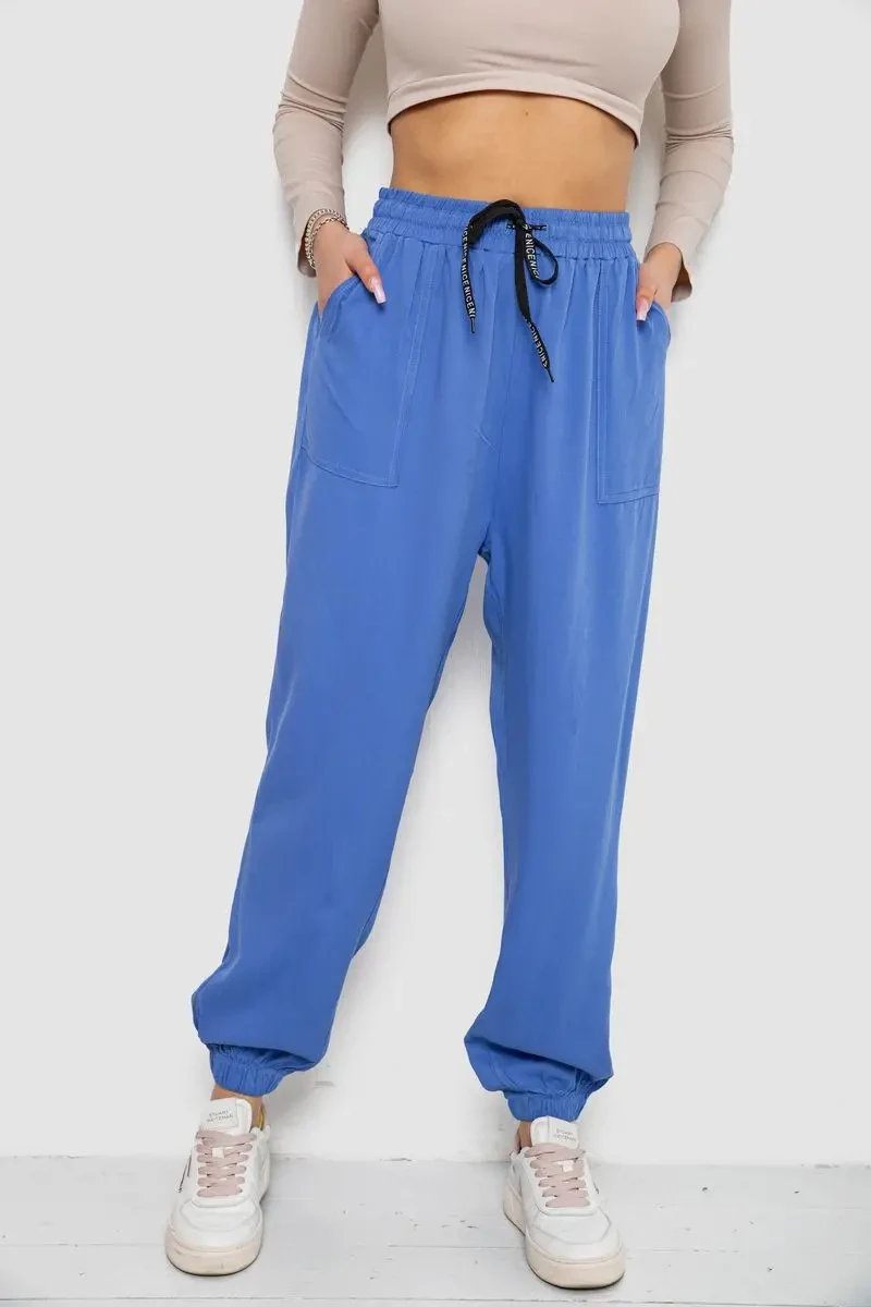 Штани жіночі катонові, колір електрик, 244RLE-075