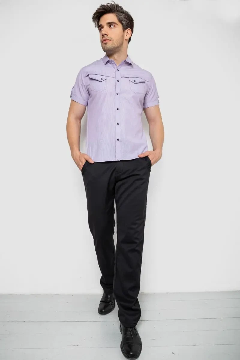 Сорочка чоловіча з коротким рукавом, колір бузковий, 214R3121 2
