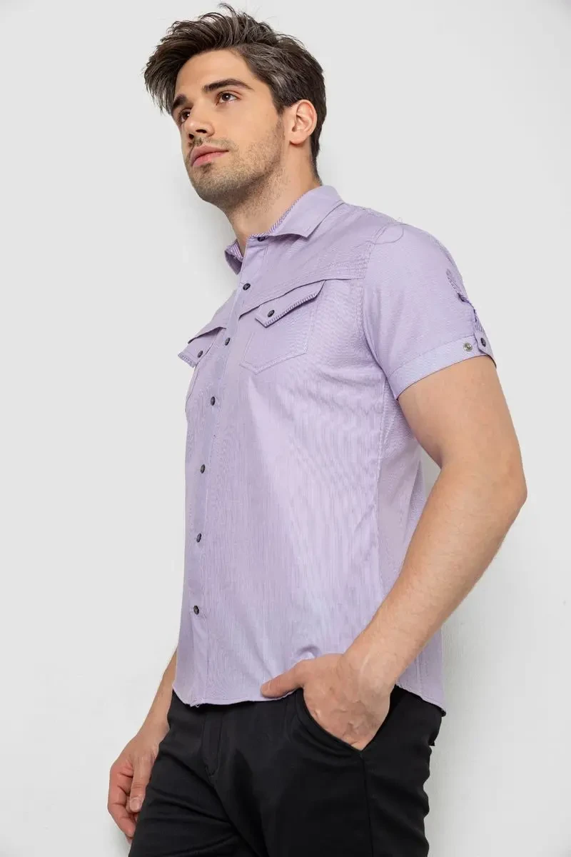 Сорочка чоловіча з коротким рукавом, колір бузковий, 214R3121 3