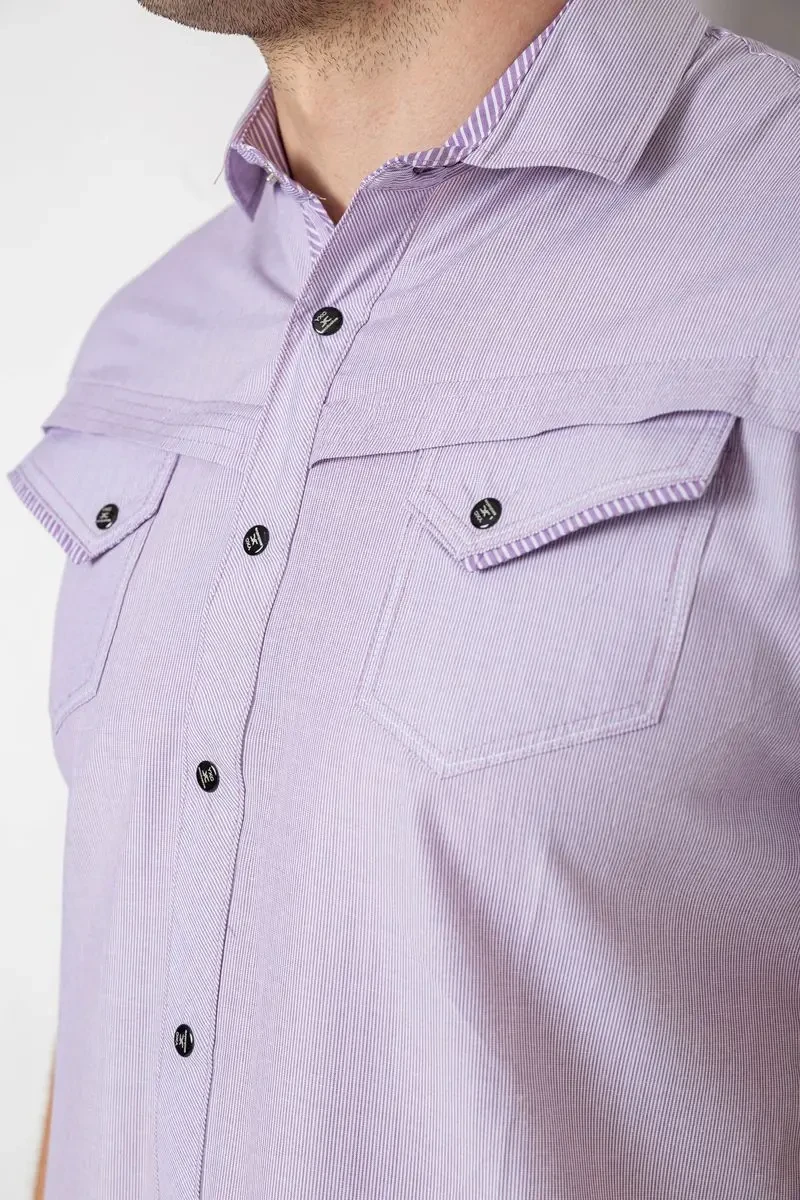 Сорочка чоловіча з коротким рукавом, колір бузковий, 214R3121 5