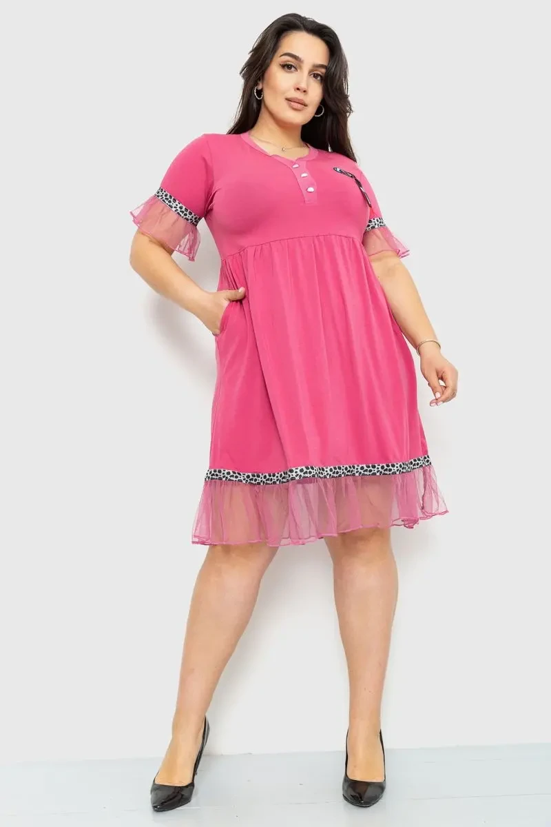 Сукня вільного крою, колір темно-пудровий, 231R6444 2