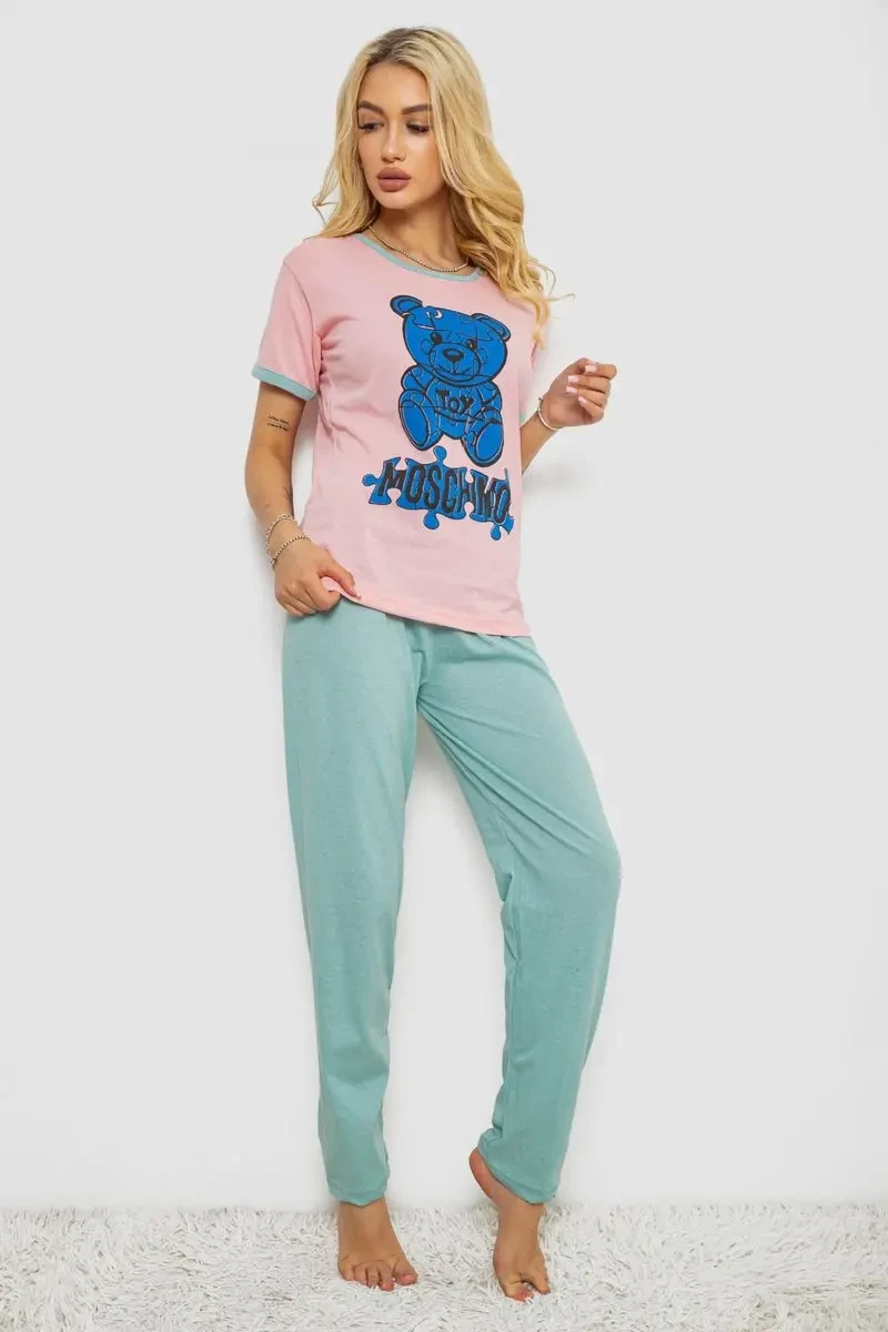 Піжама жіноча з принтом, колір рожевий, 243R30022 3