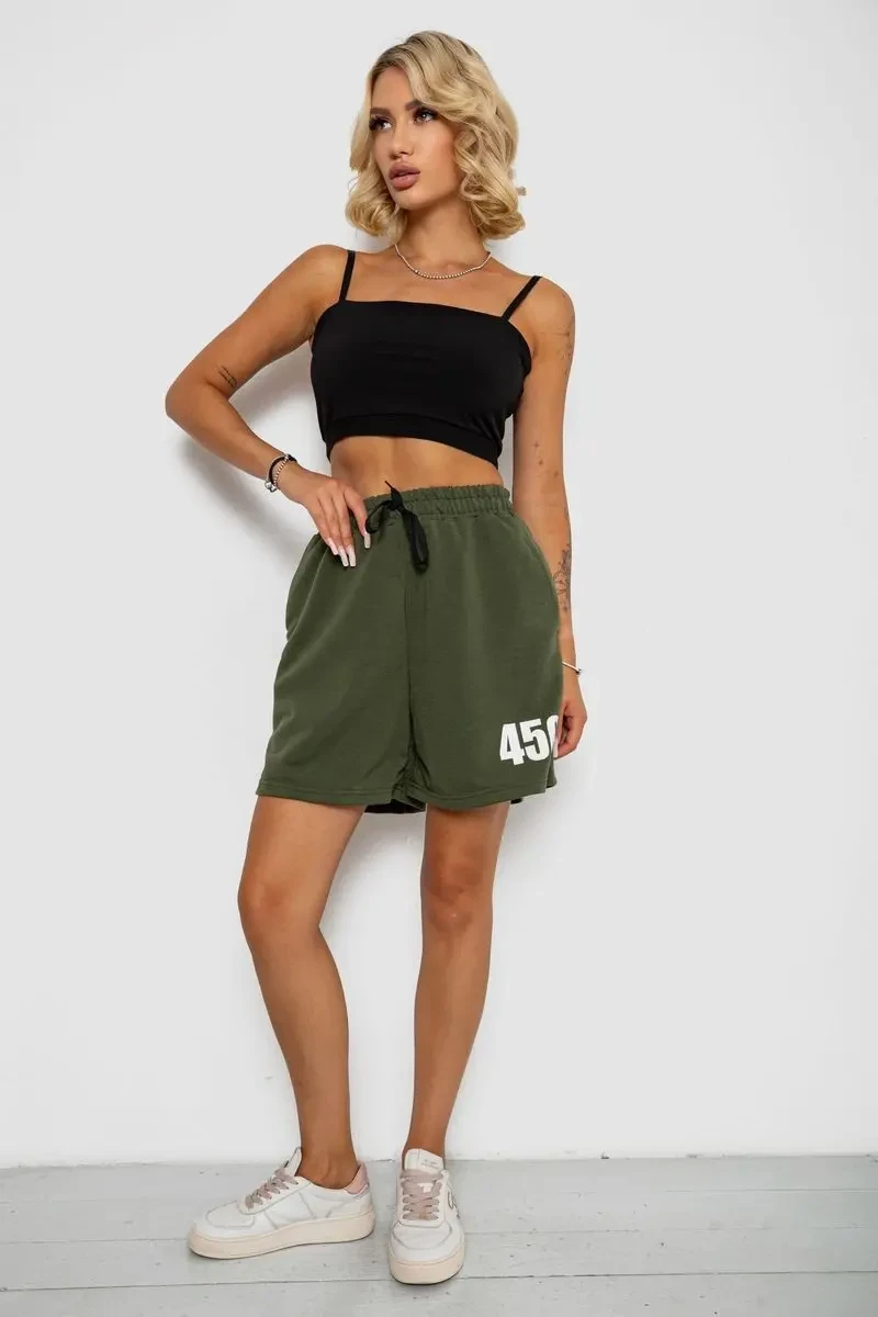 Шорти жіночі з принтом, колір хакі, 238R456 2