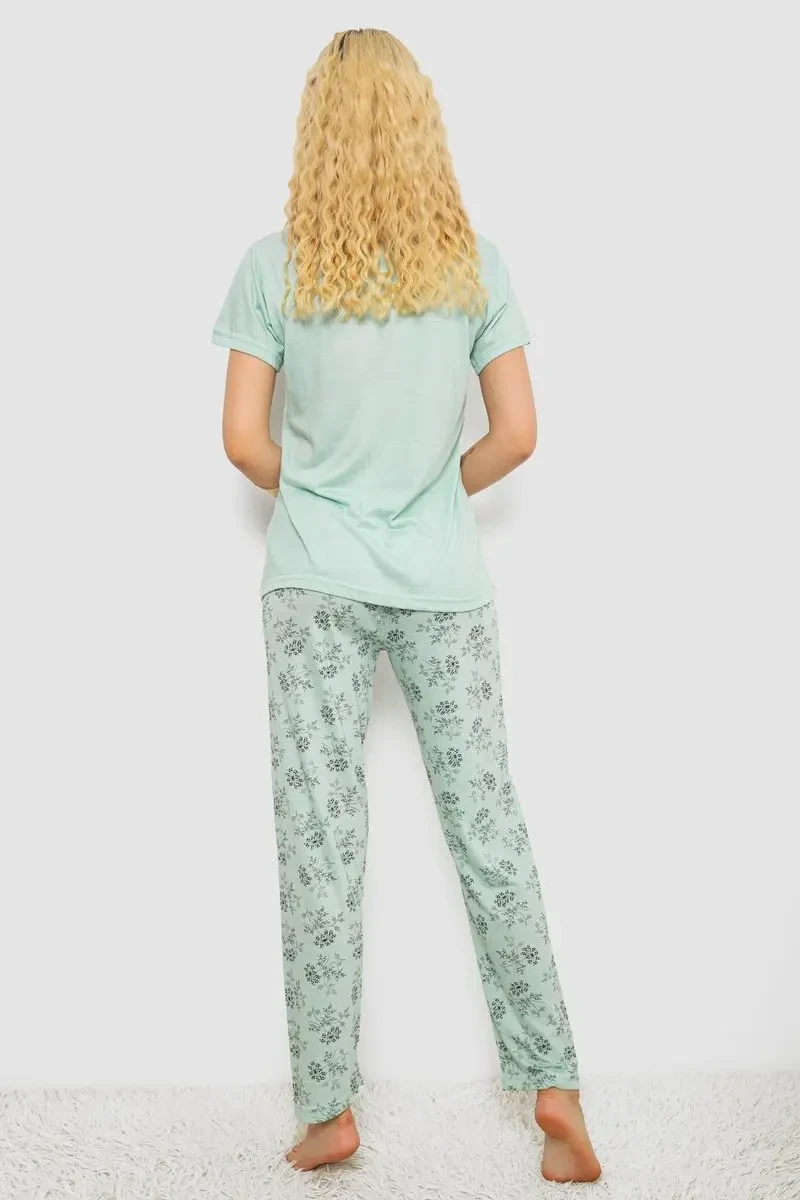 Піжама жіноча з принтом, колір м'ятний, 243R10200 4