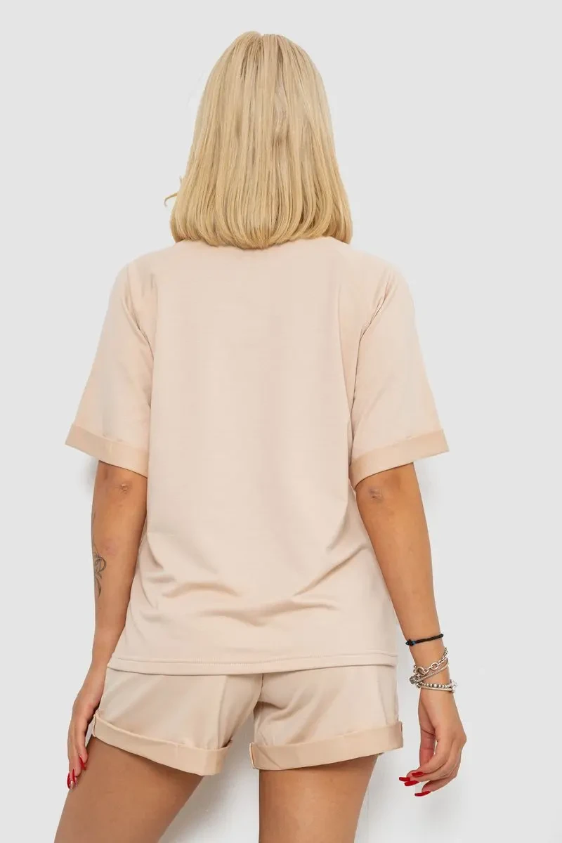 Костюм домашній жіночий з принтом, колір бежевий, 230R121 4