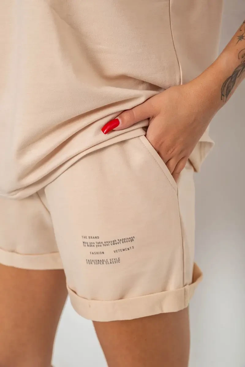 Костюм домашній жіночий з принтом, колір бежевий, 230R121 5